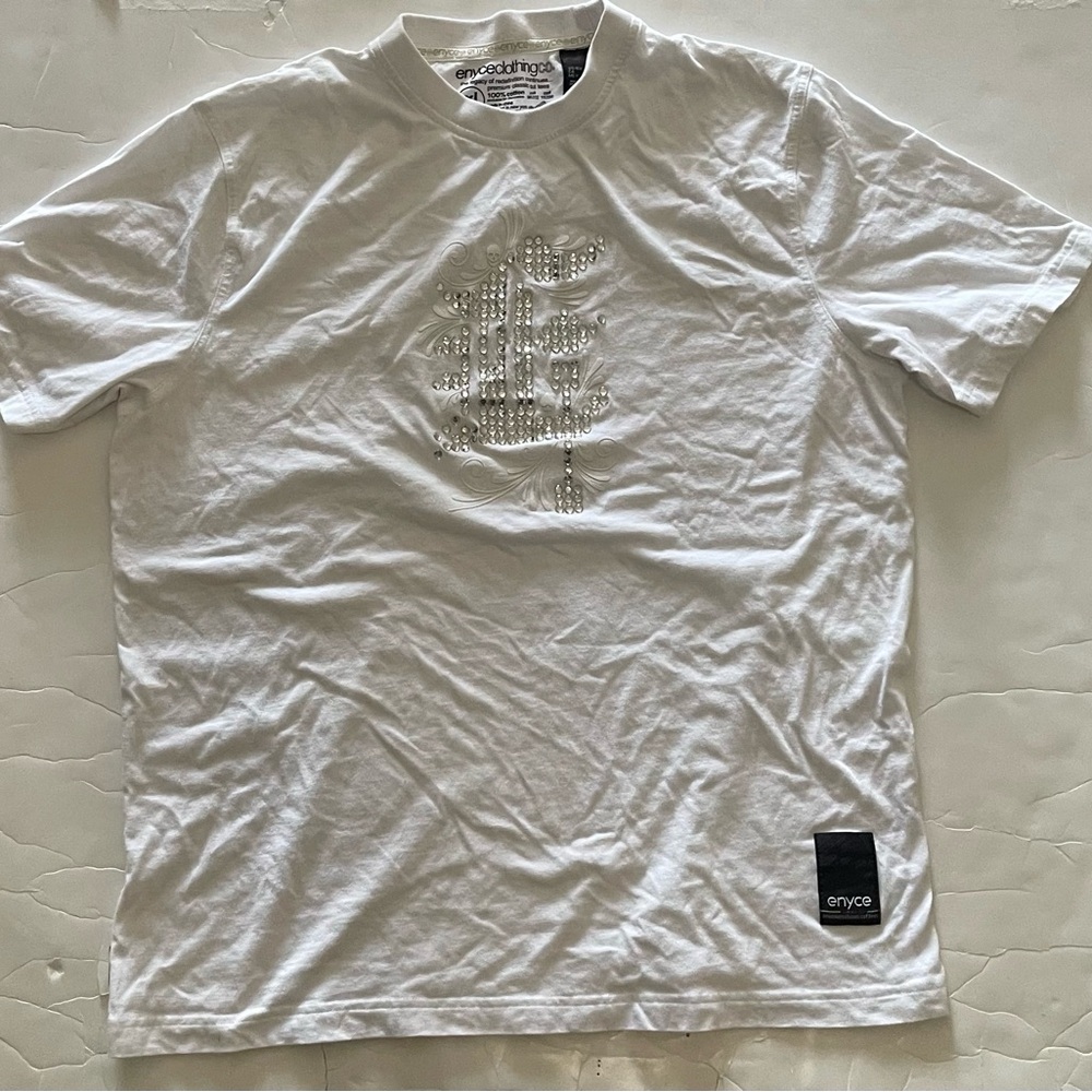 enyce clothing co White Rhinestone Embellished Graphic Tee Shirt